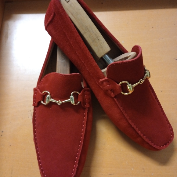 Mercanti Florentini Men's Suede Horsebits Red Driver Loafer Size 10M (29) - Picture 8 of 9